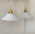 Brass and Opaline Glass Pendant Lights from Limburg, Germany, 1970s, Set of 2 For Sale - Image 4 of 11