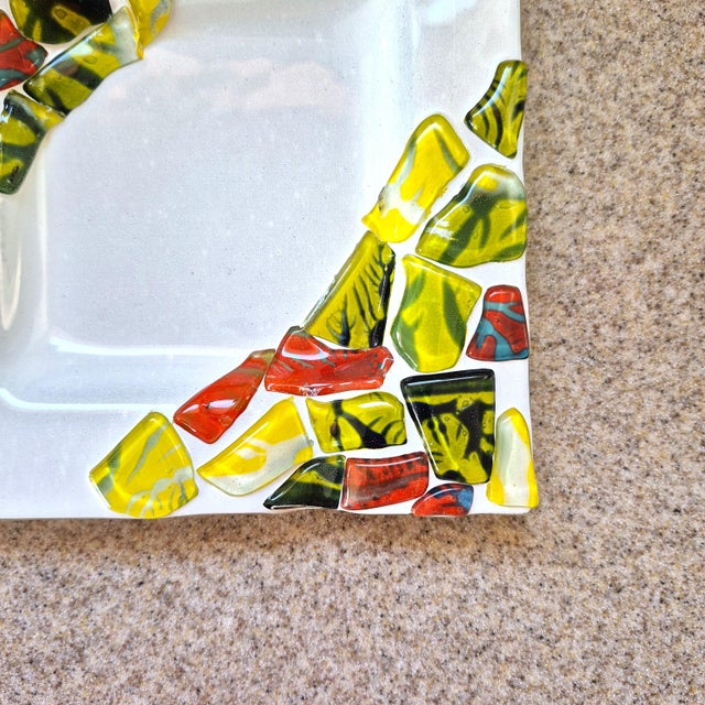 White Mid-Mod Fused Art Glass Trinket Dish For Sale - Image 8 of 18