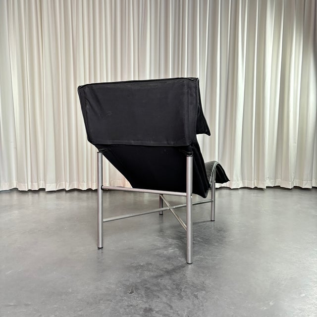 Ikea Skye Chaise Longue in Black Leather attributed to Tord Björklund for Ikea, Sweden, 1980s For Sale - Image 4 of 10