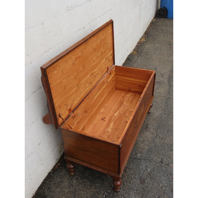 Early 1900s Carved Bench Cedar Chest Blanket Trunk 6365 For Sale - Image 4 of 12