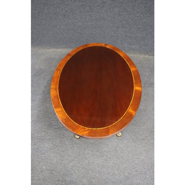 Henkel Harris Oval Mahogany Coffee Table With Banded Inlaid Top For Sale - Image 16 of 17