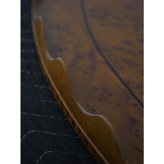 Adam Style Birdseye Maple Top Scalloped Serving Tray For Sale - Image 4 of 9