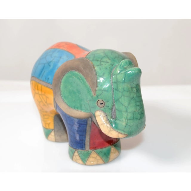 Bitossi 1970 Italian Luca CL Marked Colorful Ceramic Elephant Sculpture For Sale - Image 4 of 13