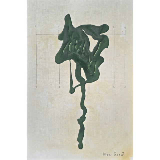 Set of 3 - Contemporary Dark Green Botanical Organic Modern Original Oil Paintings / Herbarium / Floral For Sale - Image 4 of 7