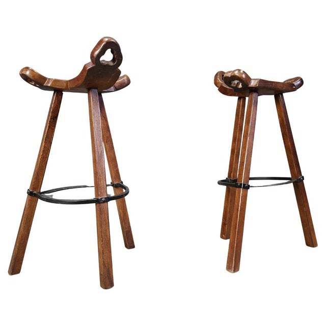 Mid-Century Brutalist Bar Stools, 1960s, Set of 2 For Sale - Image 6 of 6
