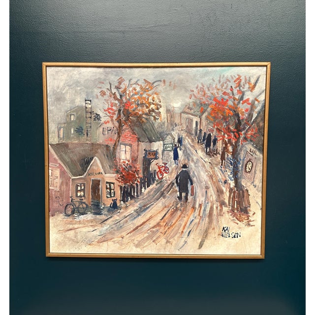 Kai Nielsen, Bygatan, Framed, 1950s, Oil Painting on Panel, Framed For Sale - Image 15 of 18