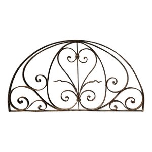 Late 19th Century Art Nouveau Style Antique Wrought Iron Fanlight Transom Grille