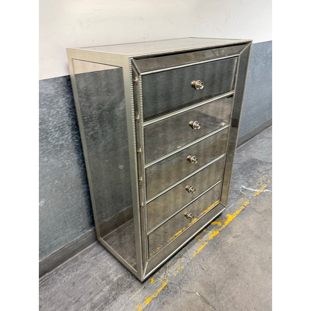 Silver Z Gallerie Omni Mirrored Five Drawer Chest For Sale - Image 8 of 12