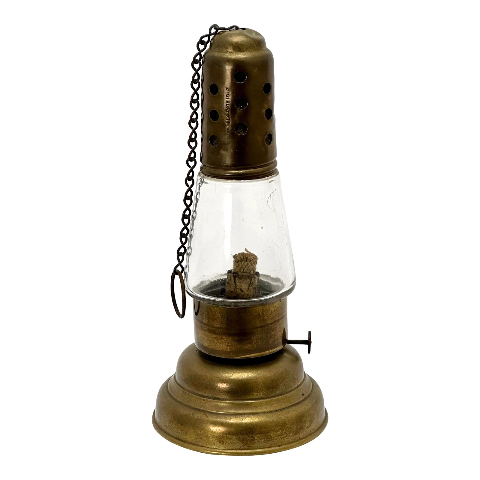 Authentic Antique American Brass & Glass Night Time Ice