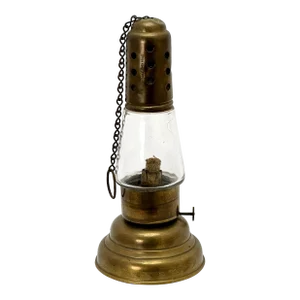Authentic Antique American Brass & Glass Night Time Ice Skaters Oil Lantern - Patent December 24th. 1867
