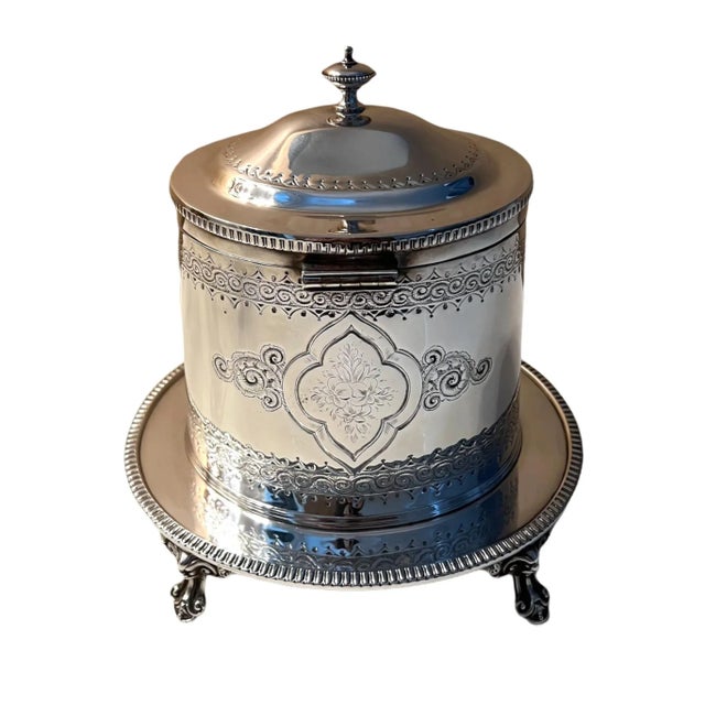 19th Century 19th Century Silver Plate Biscuit Barrel For Sale - Image 5 of 9