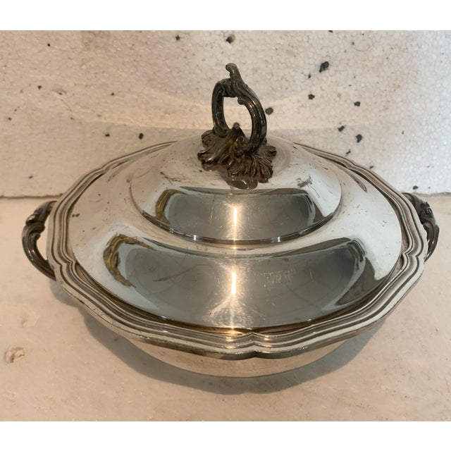 Metal Lidded Bouillon Bowl and Small Silver-Plated Metal Dishes, 20th Century, Set of 3 For Sale - Image 7 of 12