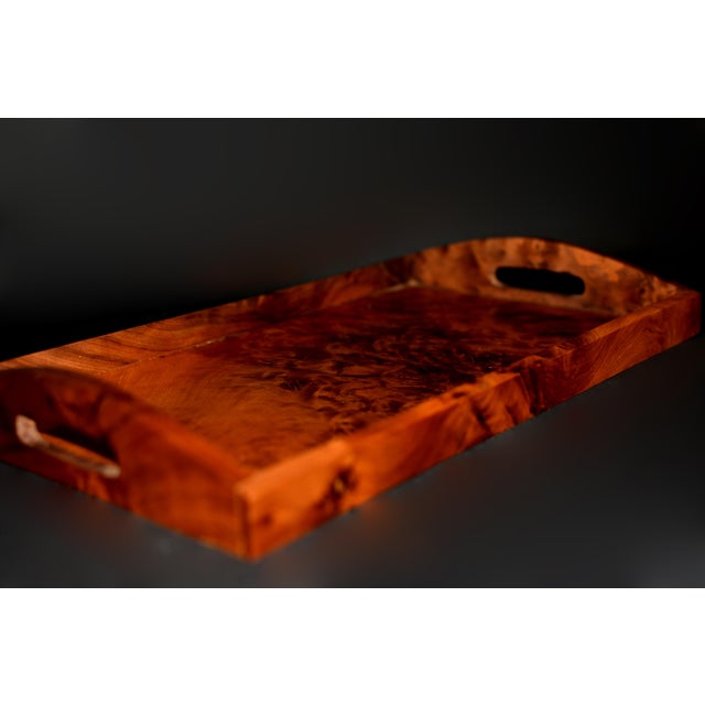 Wood Rare Fragrant Thuya Exotic Wood Tray Large 15.5" Solid Wood For Sale - Image 7 of 18