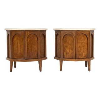 Thomasville Mid-Century Modern Sculptural Burlwood Nightstands, C. 1960s, Attributed For Sale