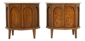 Thomasville Mid-Century Modern Sculptural Burlwood Nightstands, C. 1960s, Attributed