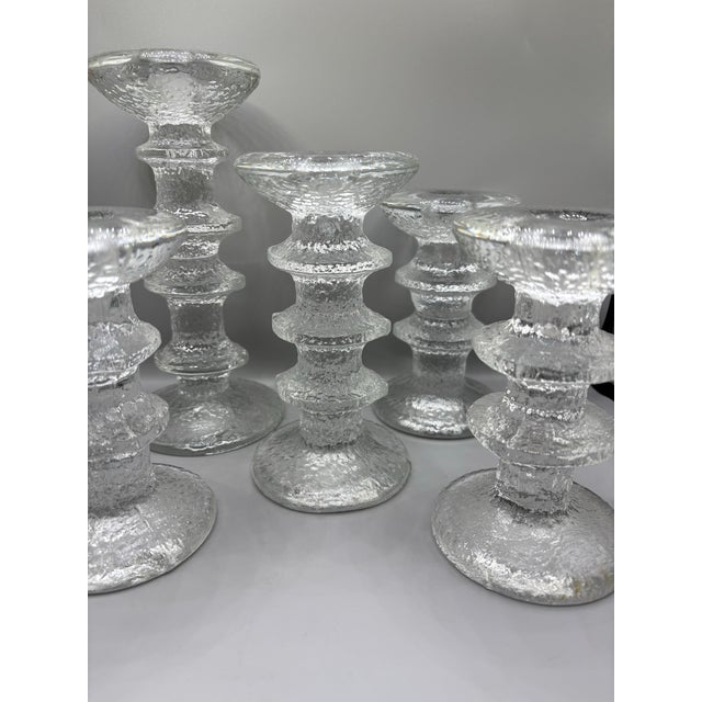 Timo Sarpaneva Vintage Iittala Festivo Timo Sarpaneva Glass Candle Holders- Set of 5 For Sale - Image 4 of 4