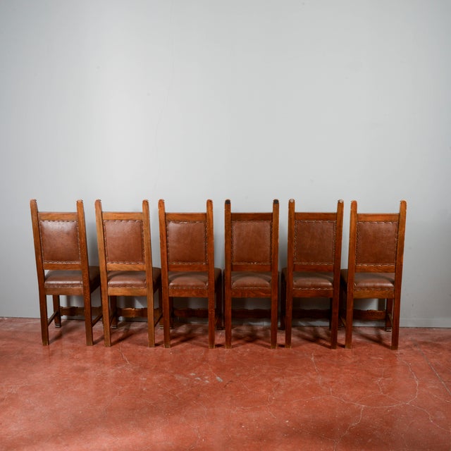 Wooden and Imitation Leather Folder Chairs, Set of 6 For Sale - Image 4 of 18