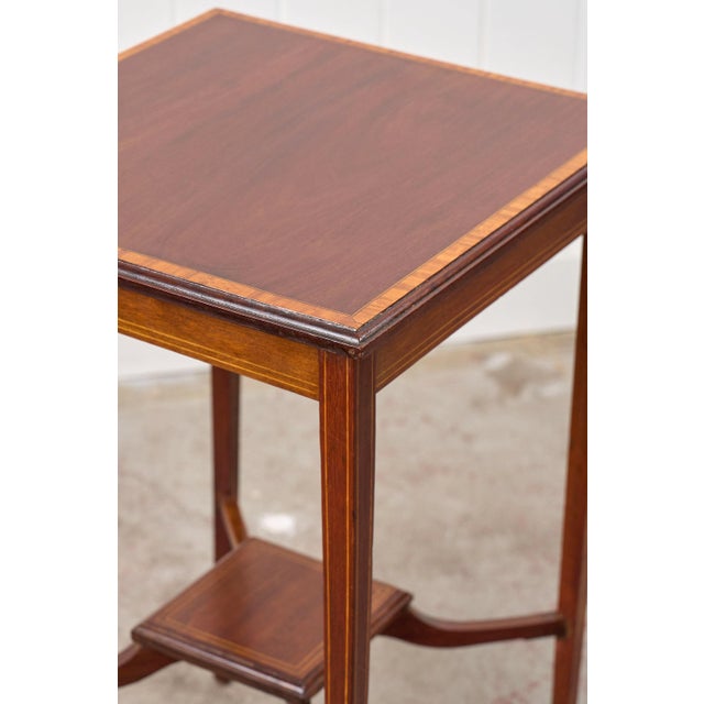 Early 20th Century Square Edwardian Two-Tier Side Table For Sale - Image 4 of 7