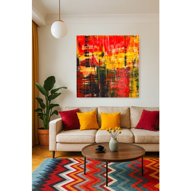 Burnt Orange The Fire Inside Abstract Expressionism Acrylic Painting by Shabs Beigh For Sale - Image 8 of 9