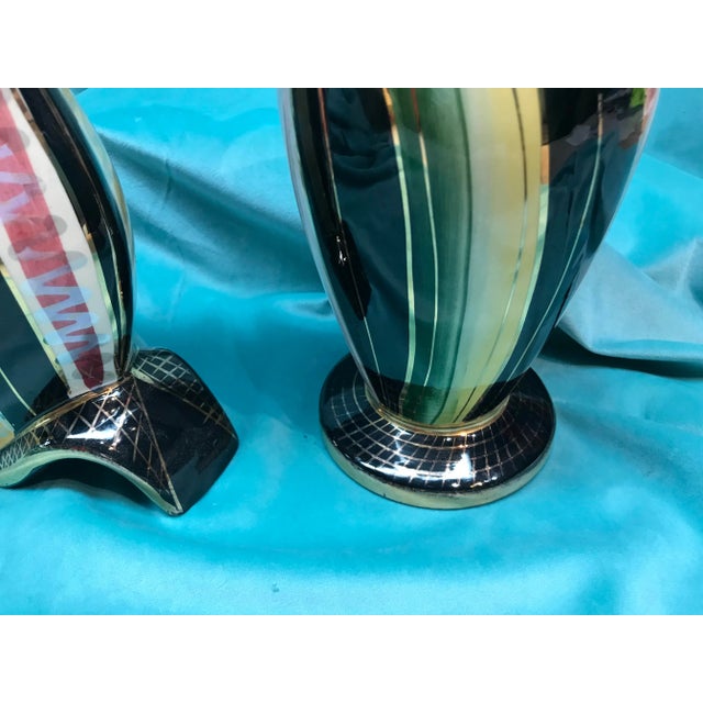 Bequet Mid Century Belgium Pottery Porcelain Atomic Vases - Set of 2 For Sale - Image 4 of 9