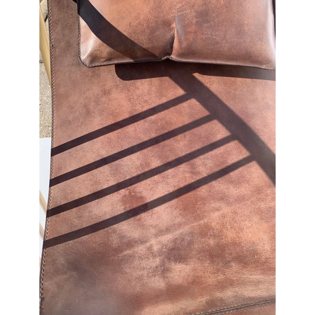 2020s Baker Modern Dark Rustic Brown Leather Sling Chair For Sale - Image 5 of 8