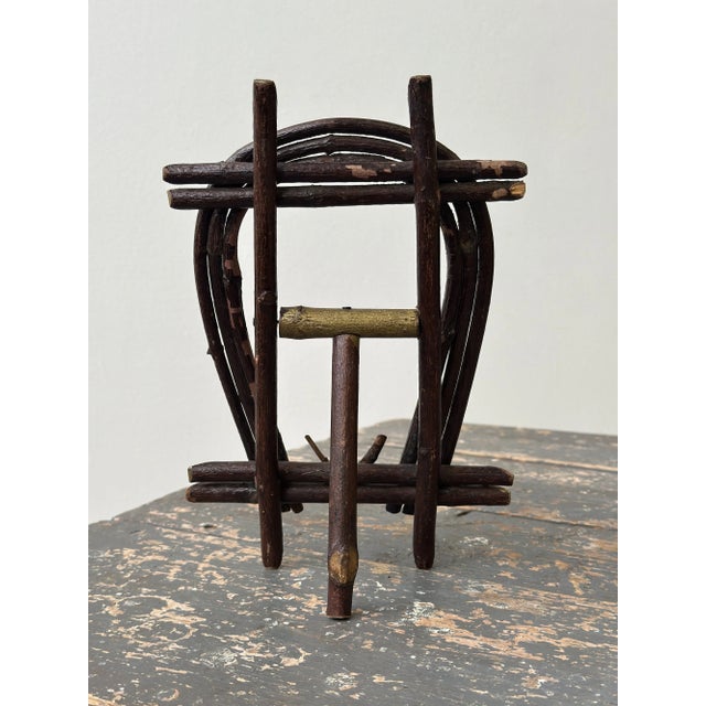 Antique Adirondack Twig Picture Frame, Circa Early 20th Century + Vintage Photograph of Two Men on a River, Circa Early 20th Century For Sale - Image 12 of 12