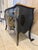 1990s Vintage European Hand-Painted Black & Gold Curved Commode – French Baroque Style For Sale - Image 5 of 10