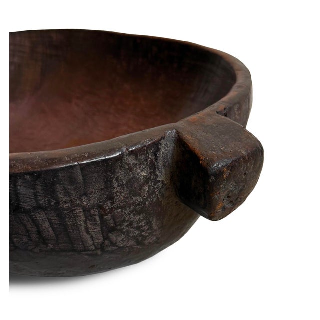 Mid 20th Century Vintage Large Rustic Tribal Burundi Oval Wood Bowl For Sale - Image 5 of 5