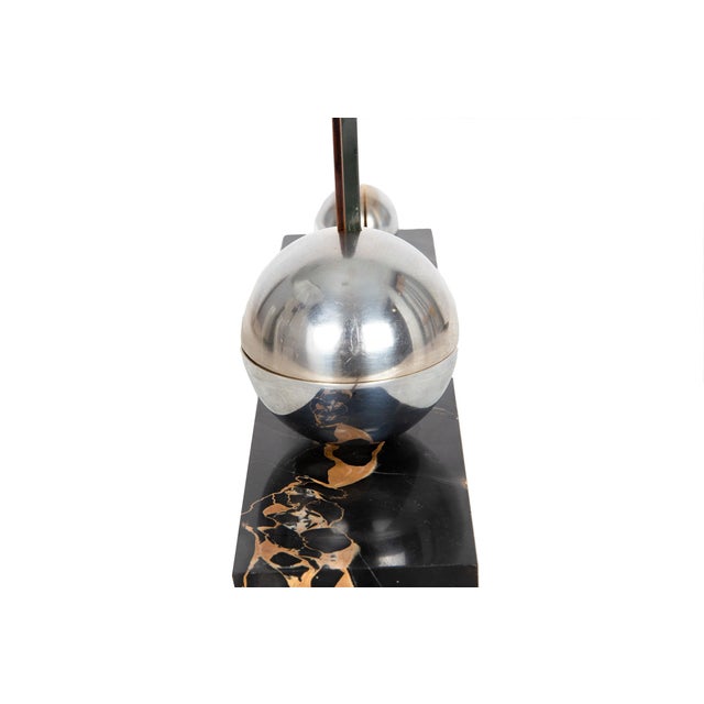 1930s French Art Deco Chrome and Etched Glass "Fish" Lumiere Table Light For Sale - Image 11 of 15