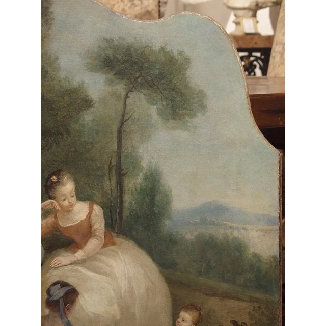 French 18th Century French Genre Scene Overdoor Painting, Circa 1770 For Sale - Image 3 of 13