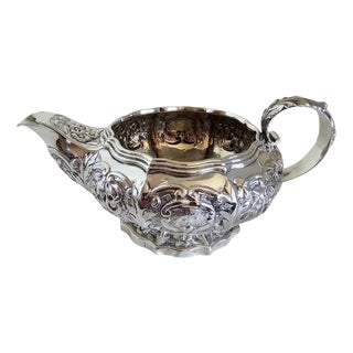Antique George IV Sterling Silver Repoussé Griffin Crest Cream Jug, London, 1823 For Sale
