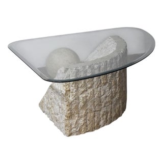 Travertine Stone Coffee Table attributed to Magnussen Ponte, 1980s For Sale