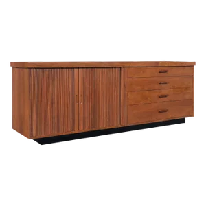 1960s Milo Baughman Walnut Tambour Door Credenza for Glenn of California