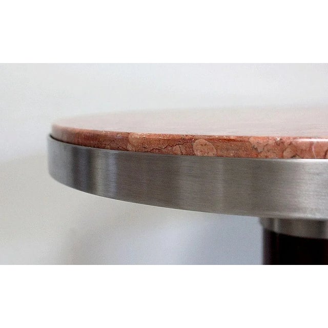 Gray Small Circular Brushed Stainless Steel Pedestal Table, 1920s For Sale - Image 8 of 18