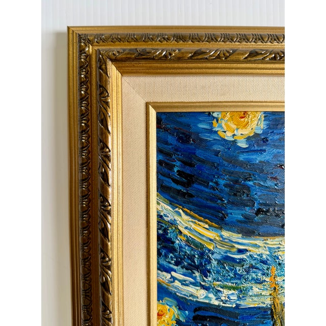Textile Late 20th Century Oil on Canvas After Van Gogh “The Starry Night” For Sale - Image 7 of 16