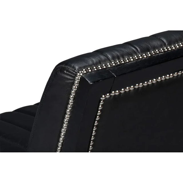 Wood Contemporary Black Leather Accent Chair For Sale - Image 7 of 12