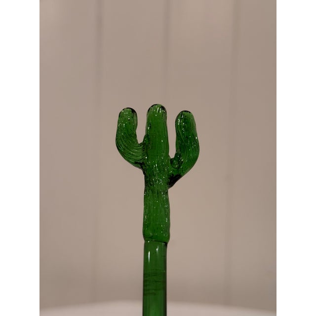 Green Vintage Mexican Handblown Glass Cactus Margarita Service Set - Set of 6 For Sale - Image 8 of 14