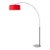 1960s 92" Adjustable Mid Century Floor Lamp - Modern Arc Lamp, Crimson Red Linen Shade, White Mable Base For Sale