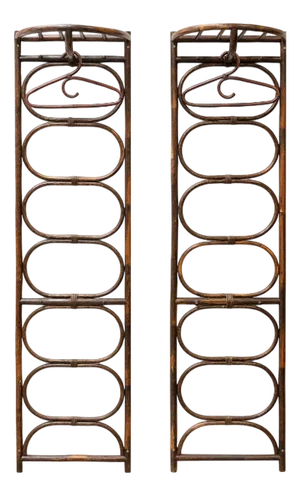 Vintage Coat Racks in Bamboo and Rattan, 1960s, Set of 2