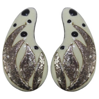 Enamel Earclips from Atelier Casanova, 1950s, Set of 2 For Sale
