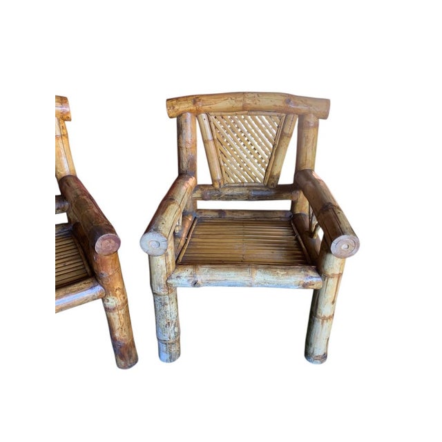 Circa 1980s Large Bamboo Pagoda Armchairs in the Style of Budji Layug, a Pair For Sale - Image 4 of 5