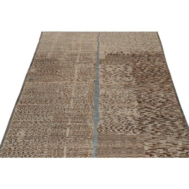 Moroccan Rug & Kilim’s Modern Rug with Beige-brown Geometric Patterns - 13x18 For Sale - Image 3 of 7