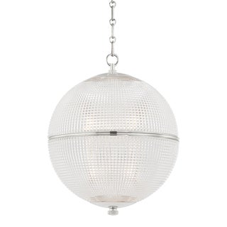 Mark D. Sikes 1 Light Sphere No. 3 Pendant, Large, Polished Nickel For Sale