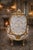 1970 French Louis XVI Gold Beech Damask Bergères - Pair For Sale - Image 12 of 14