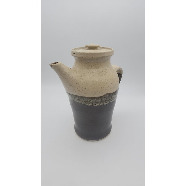 Black Vintage Studio Pottery Tall Pitcher with Lid For Sale - Image 8 of 10