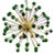 Modern Green Murano Glass and Brass Sputnik Chandelier For Sale