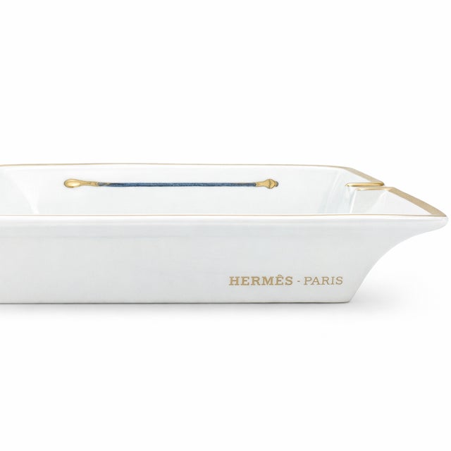 Mid 20th Century Mid 20th Century Hermes Paris Porcelain Equestrian Jockey Cap Catchall Dish For Sale - Image 5 of 9