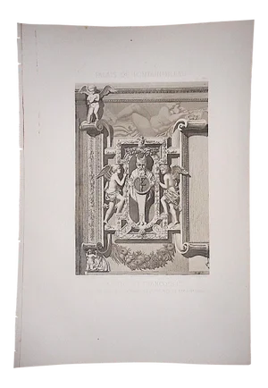Large Antique Architectural Engraving-Palais de Fontainebleau-Architectural Details