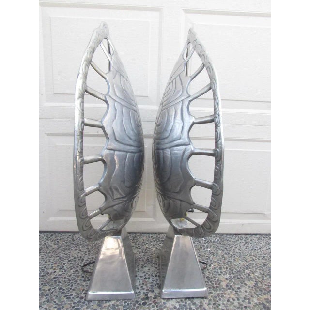 Pair of Arthur Court Aluminum Turtle Shell Lamps For Sale - Image 13 of 18