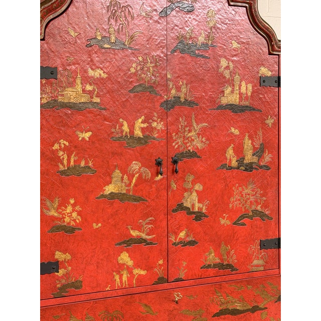 Baker Furniture Red Lacquered Chinoiserie Secretary From Their McMillen Collection For Sale - Image 11 of 12